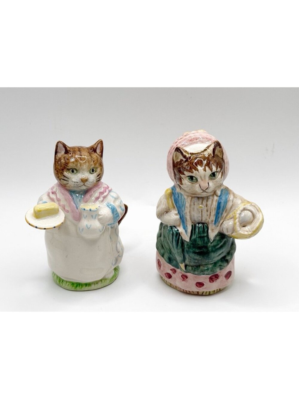 Beatrix Potter Beswick figurines-- "Cousin Ribby" and "Mrs Ribby" 3.5” 1970